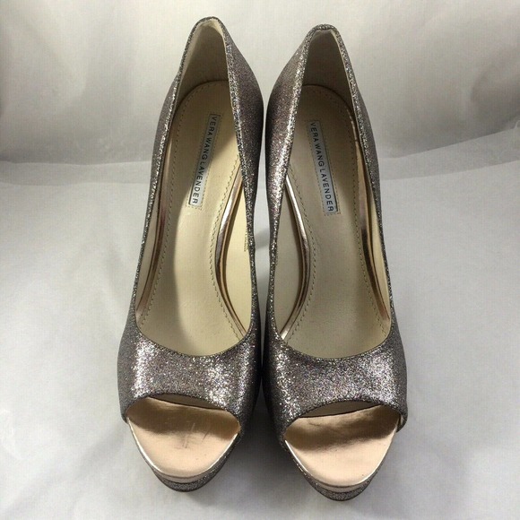 Vera Wang Lavender Label Selima Platform Pump Multi Glitter 9 Peep Toe O… - Picture 3 of 7